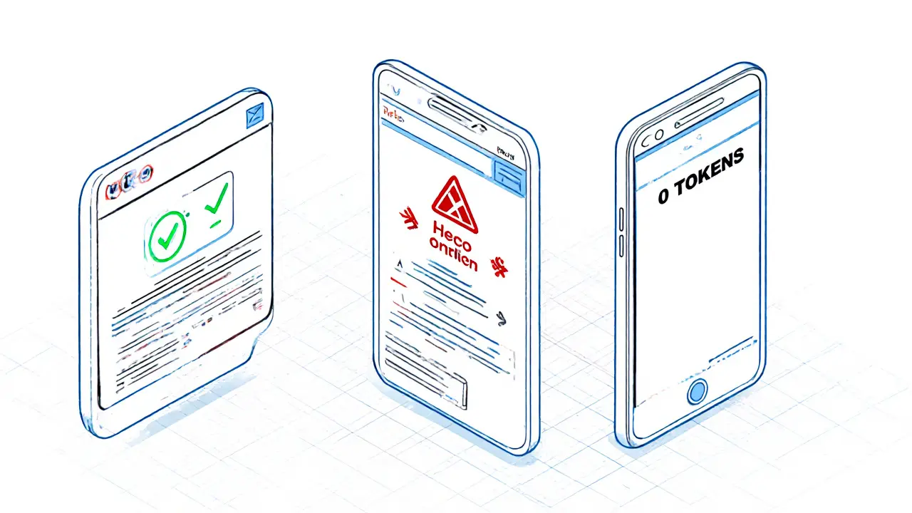 Comparison sketch of legitimate vs fake NFT airdrop interfaces in minimalist line art