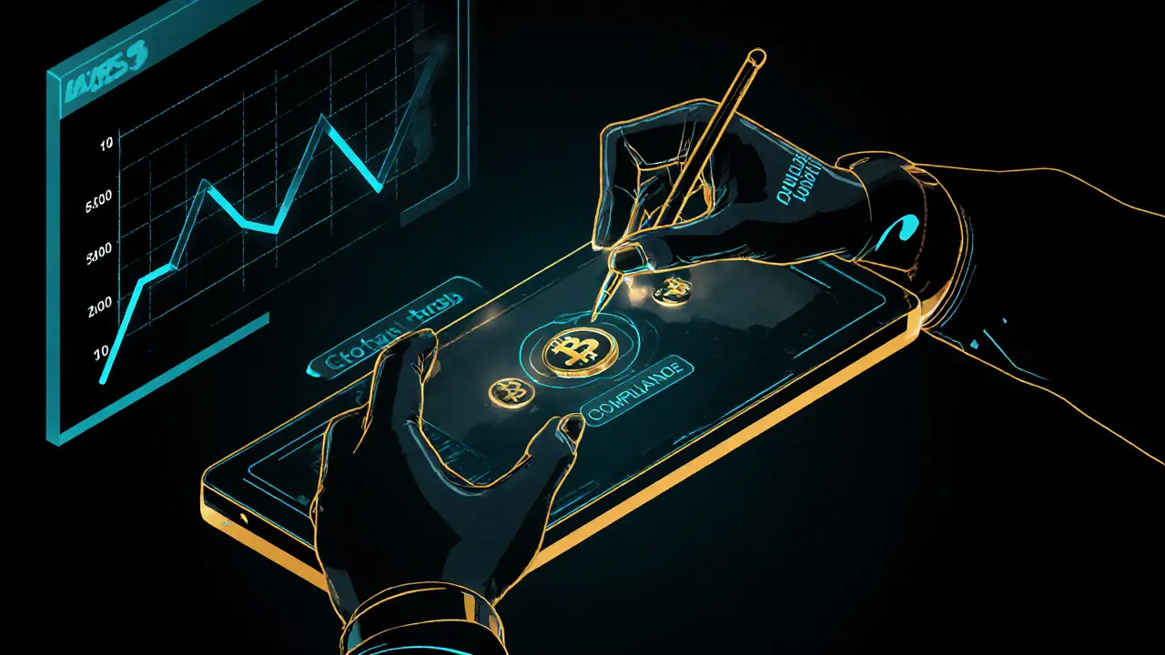 Dual-signature digital transaction interface with hands signing on glass screen.