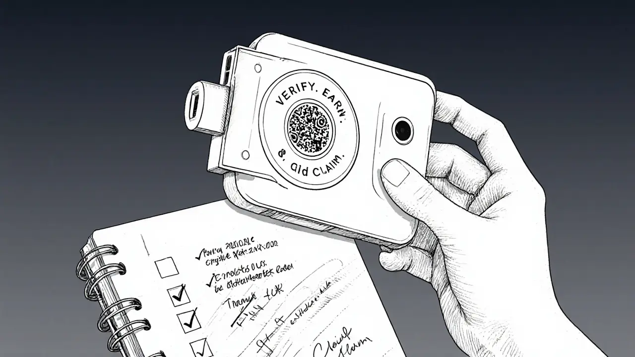 Modular phone accessory with airdrop verification panel and QR scanner