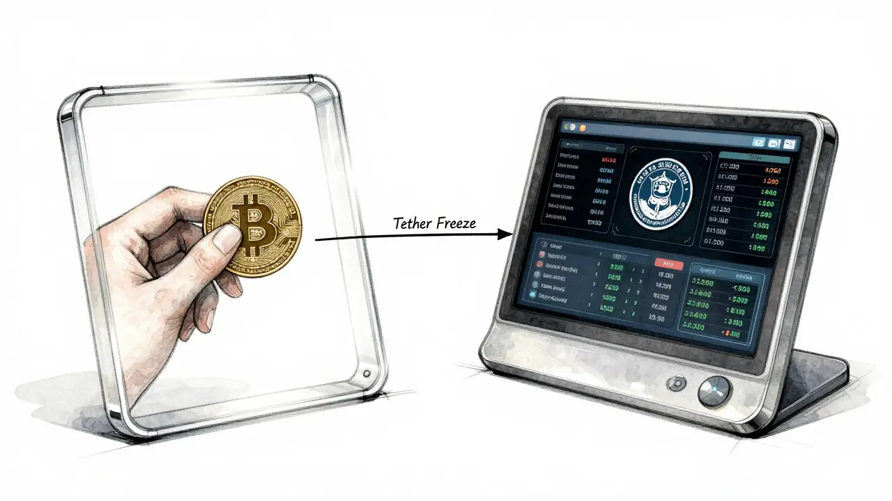 Transparent trading terminal with surveillance and frozen wallet elements