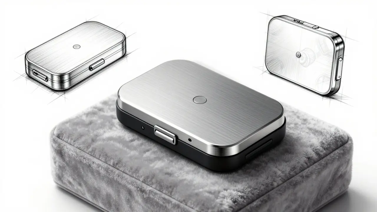 Artistic product sketch of a secure metal storage case