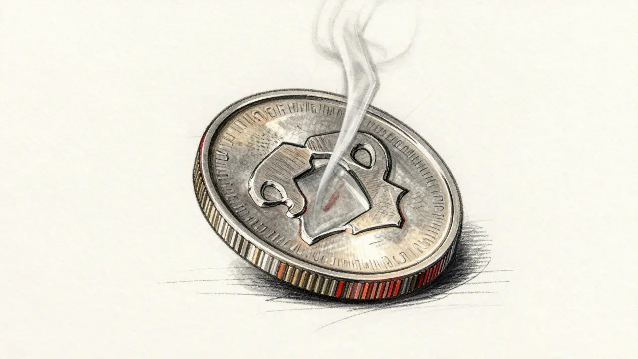 Drawn hollow coin shell indicating emptiness