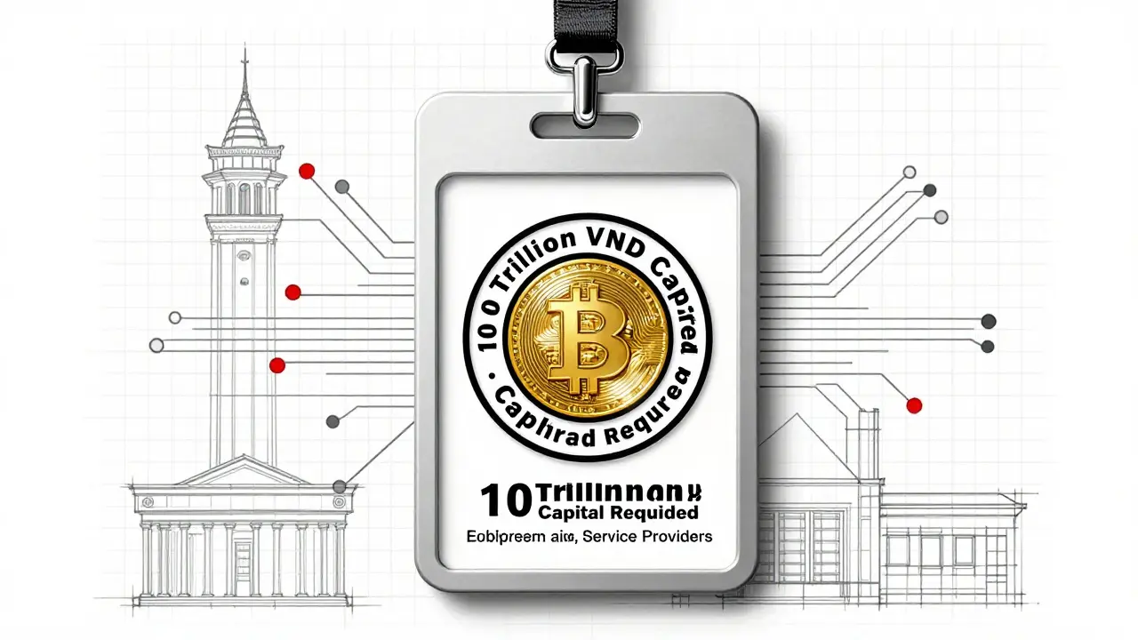 Licensing badge for CASPs with 10 trillion VND capital requirement and asset-backed design