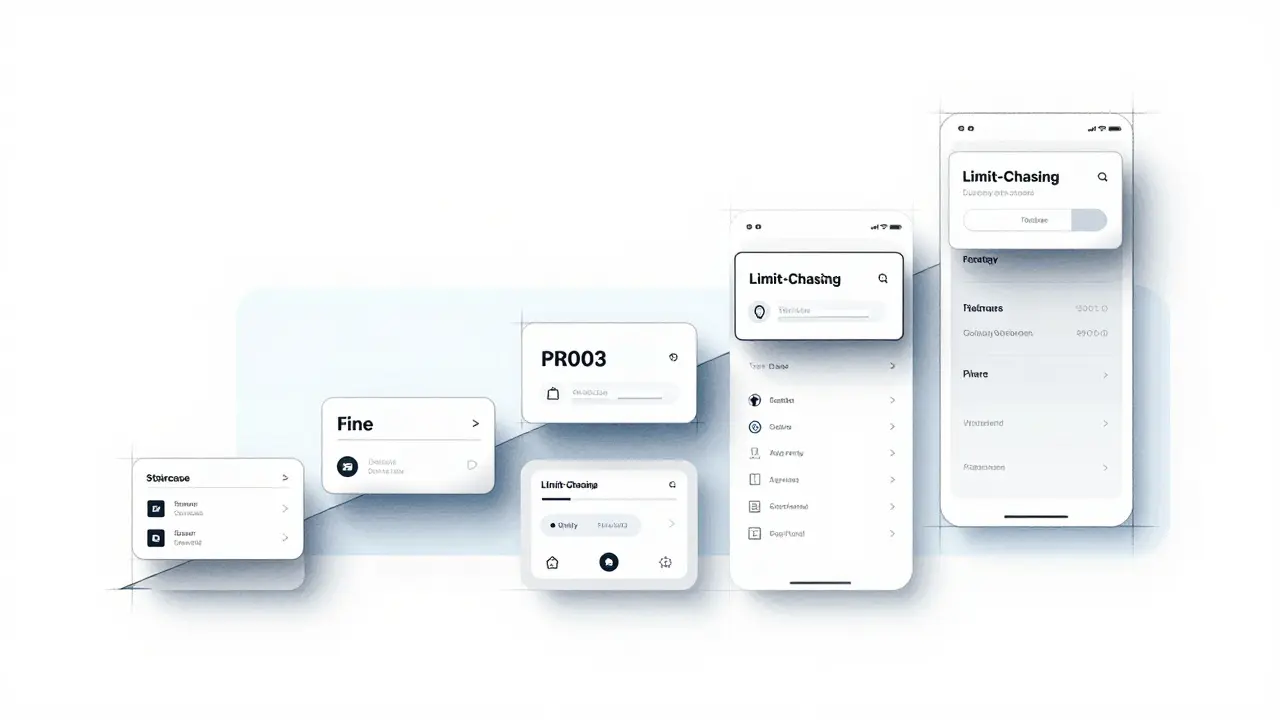 Design sketch of a layered trading interface illustrating a limit-chasing strategy