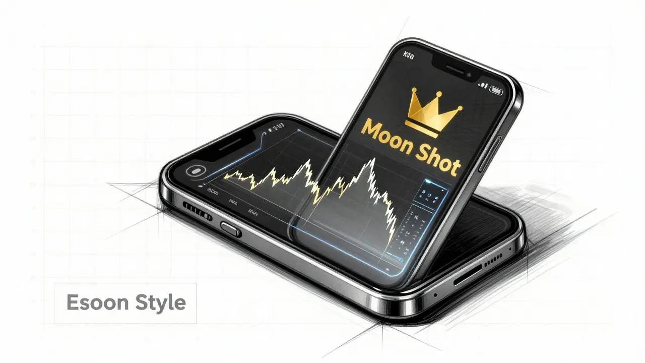 Product sketch of a futuristic digital wallet displaying the King Shiba asset
