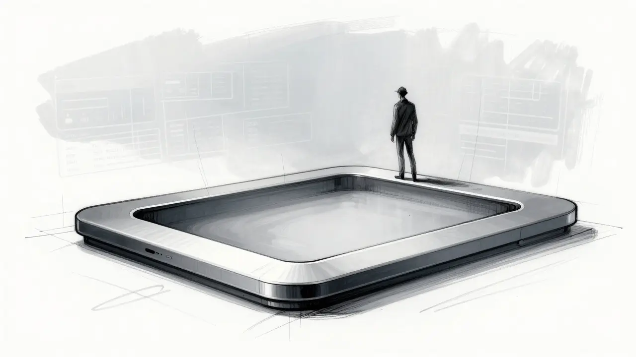 Abstract design sketch of an empty trading platform symbolizing low liquidity
