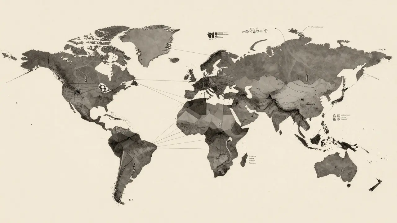 Abstract sketch mapping global privacy regulation networks