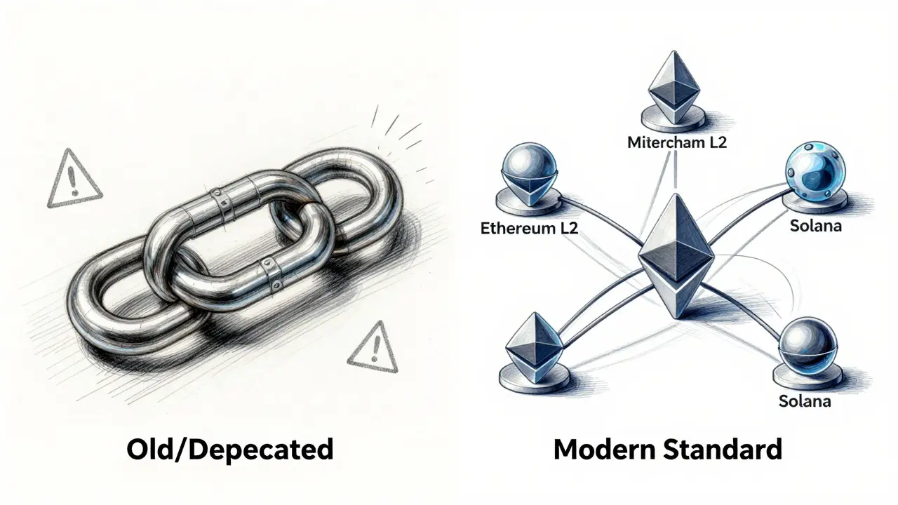 Comparative sketch of old deprecated vs modern secure crypto protocols