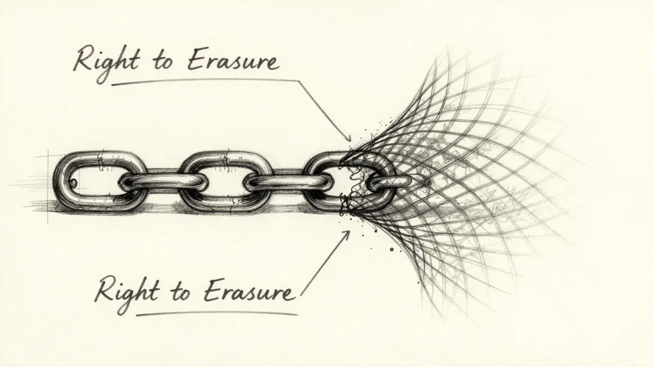 Design drawing contrasting permanent chains and erasing data
