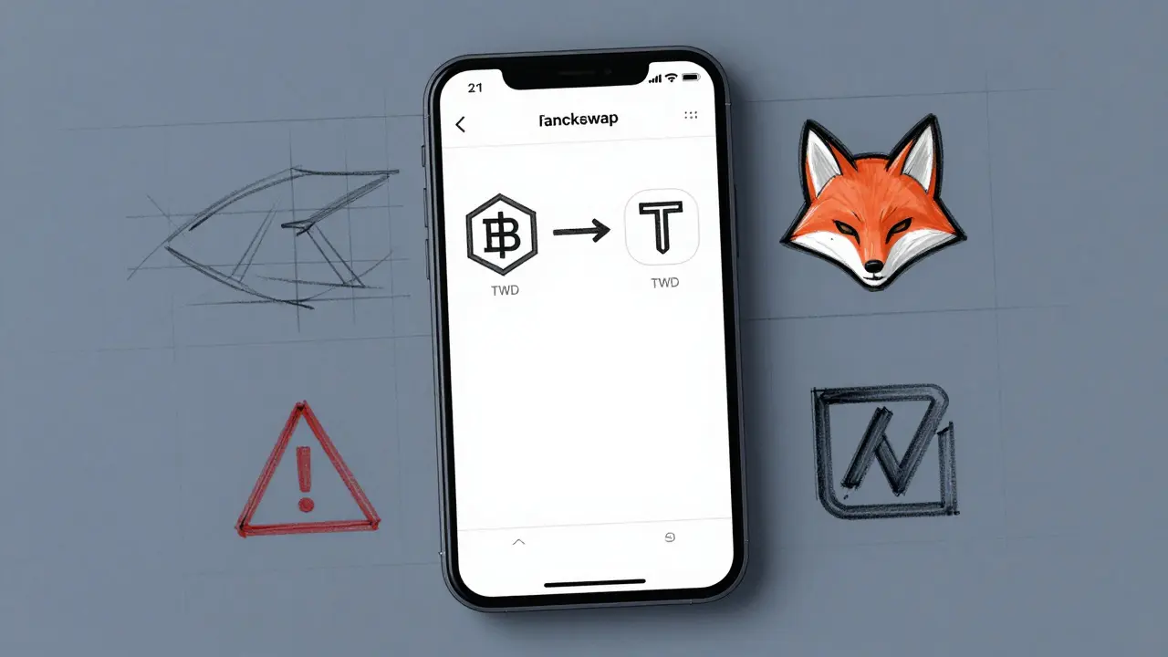 Design sketch of crypto swap interface highlighting trading risks
