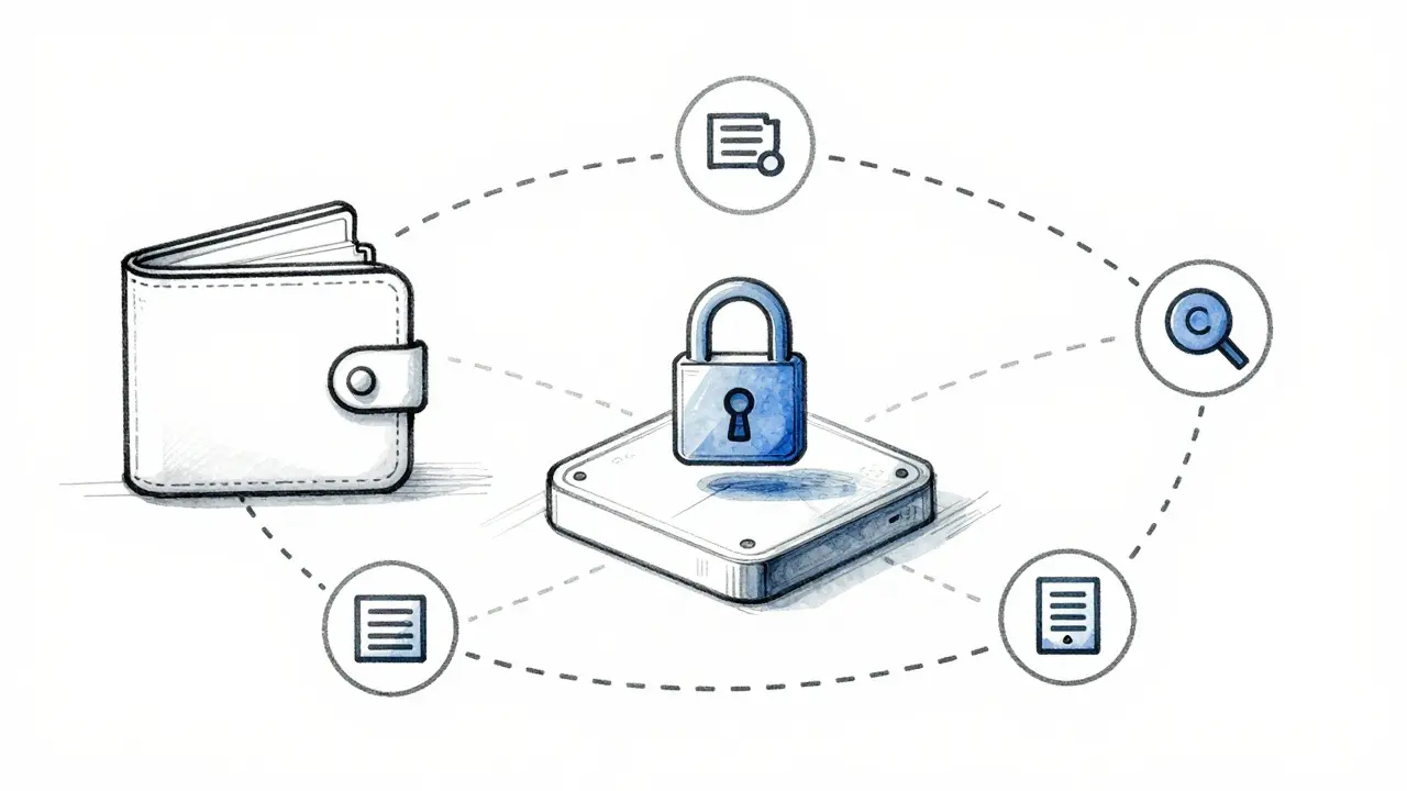 Design sketch showing non-custodial wallet security flow