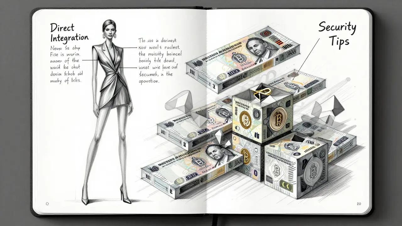 Conceptual illustration of Naira converting to blockchain blocks in a designer's sketchbook