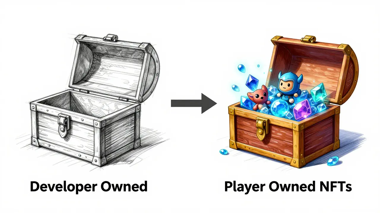Design sketch comparing rented vs owned game assets