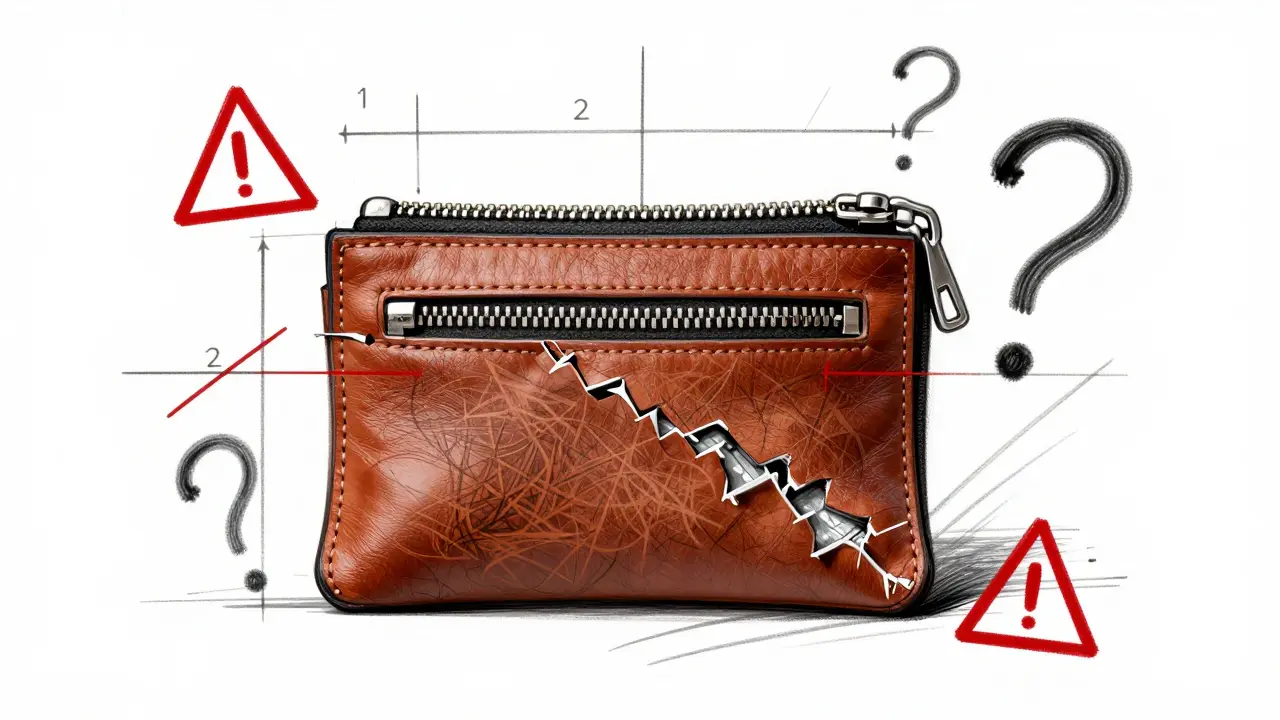Design sketch of a broken digital wallet symbolizing risk