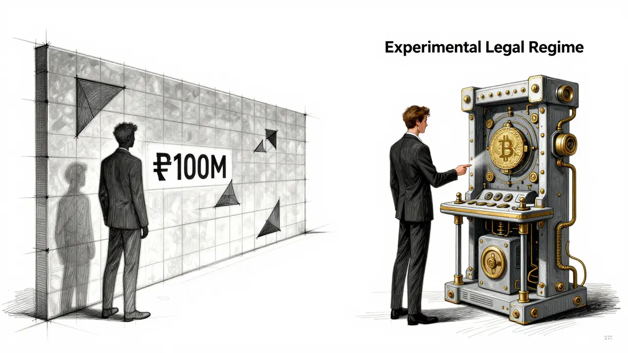 Design sketch showing exclusive access barriers for crypto traders