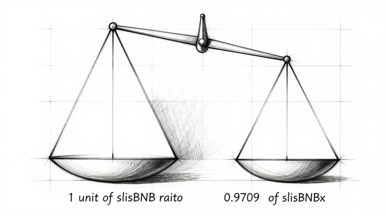 Design study of the 0.9709 minting ratio