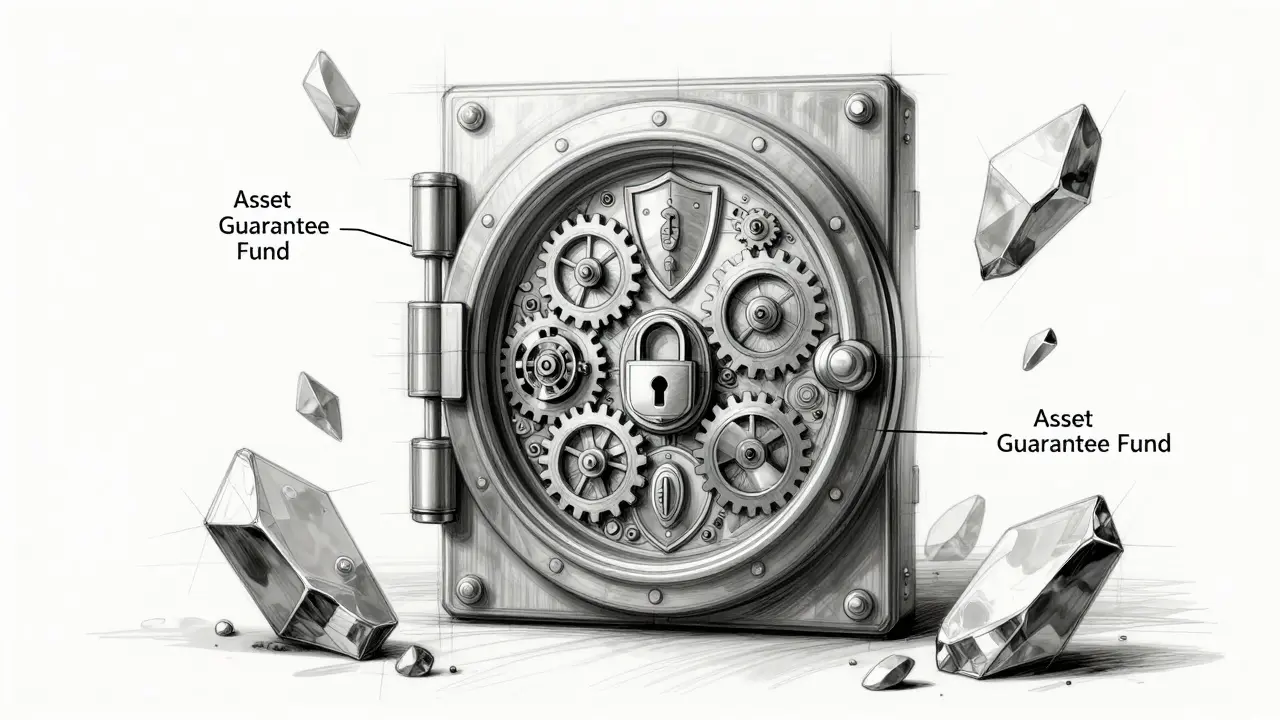 Detailed sketch of a secure vault with mechanical gear details