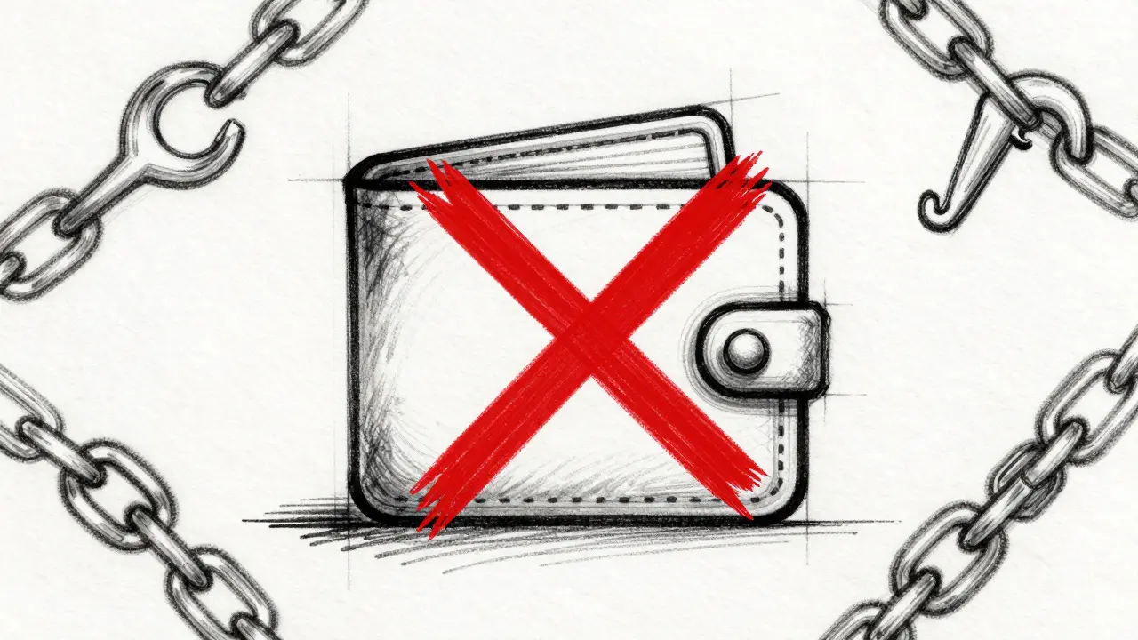 Sketch illustrating crypto scam risk with wallet icon