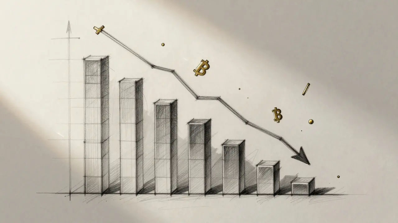 Abstract wireframe sketch of declining crypto market trend