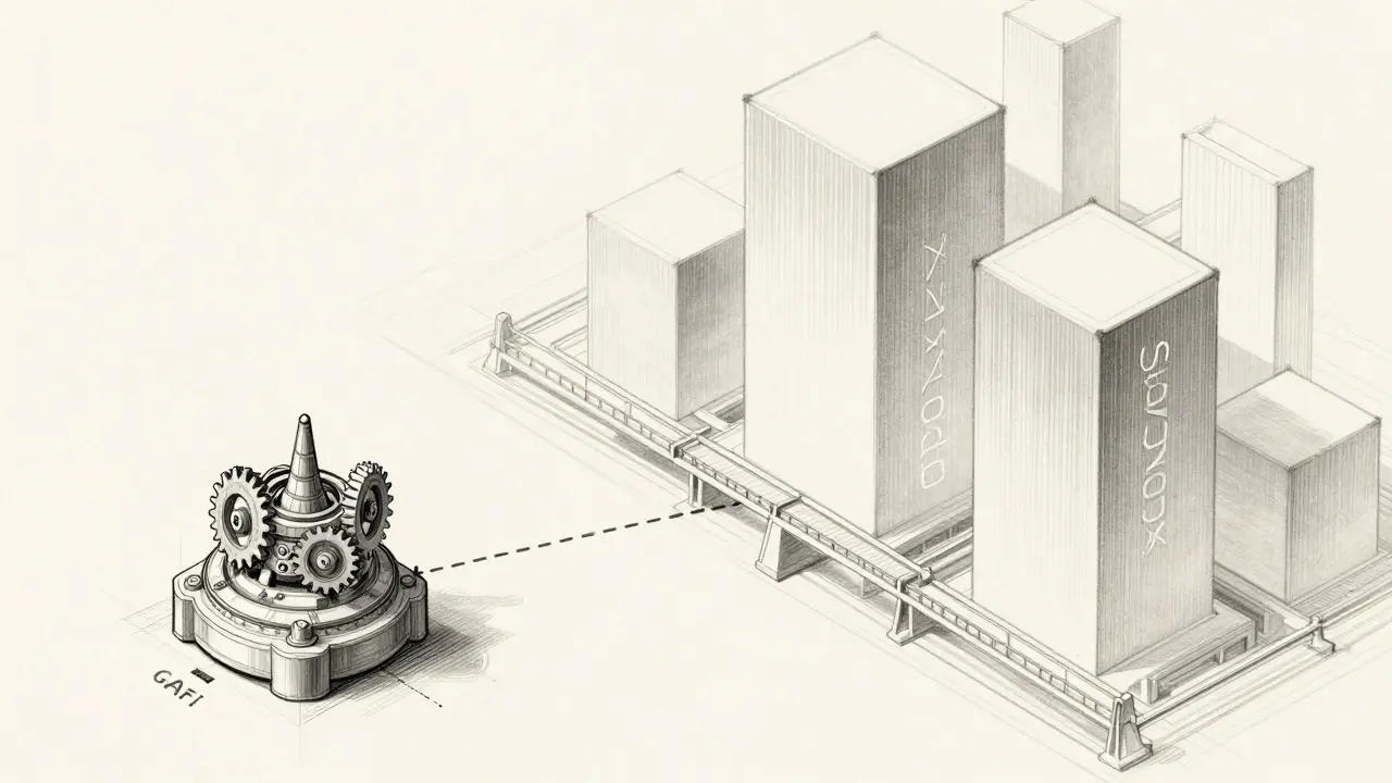 Conceptual sketch comparing small GAFI ecosystem to larger gaming giants.