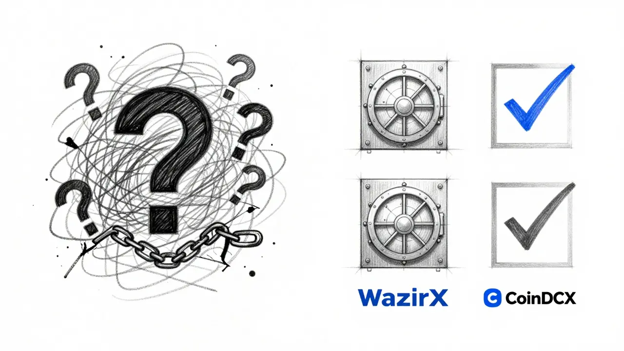 Design sketch comparing unsafe vs secure crypto exchanges