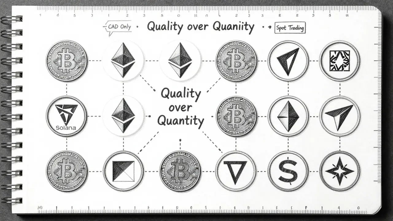 Design sketch showing curated crypto assets like BTC and ETH on NDAX