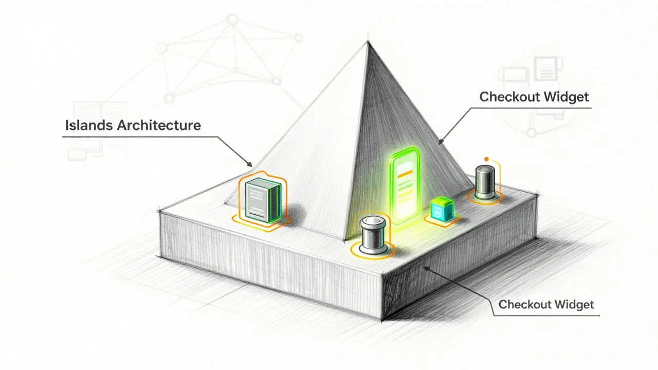 Design sketch showing dynamic checkout widget on static site