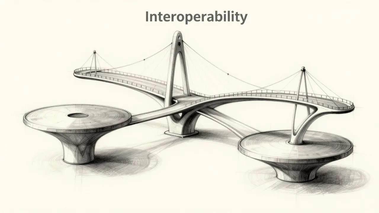 Sketch of modular bridges connecting blockchain platforms