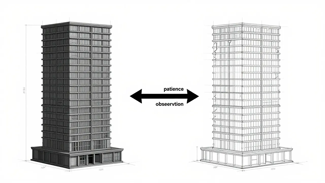 Blueprint-style sketch comparing verified and unverified projects