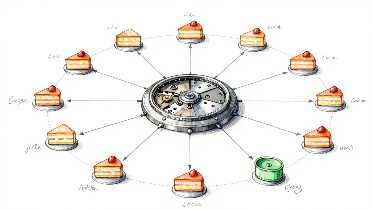 Blueprint style sketch showing auto-claim reward distribution flow