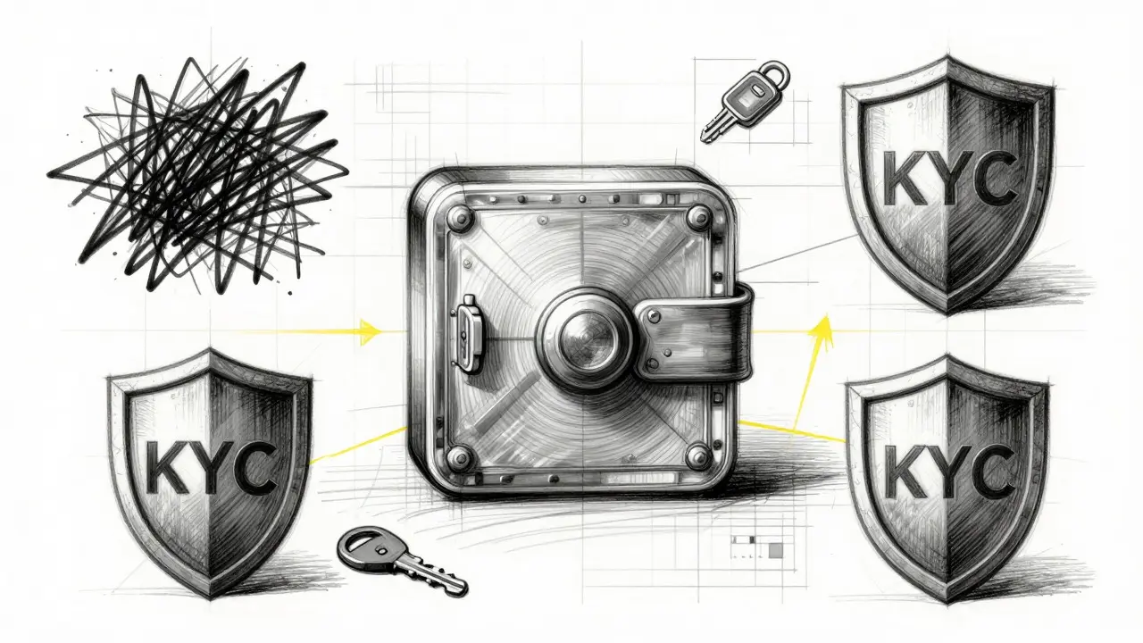 Conceptual sketch of crypto security risks and protective measures