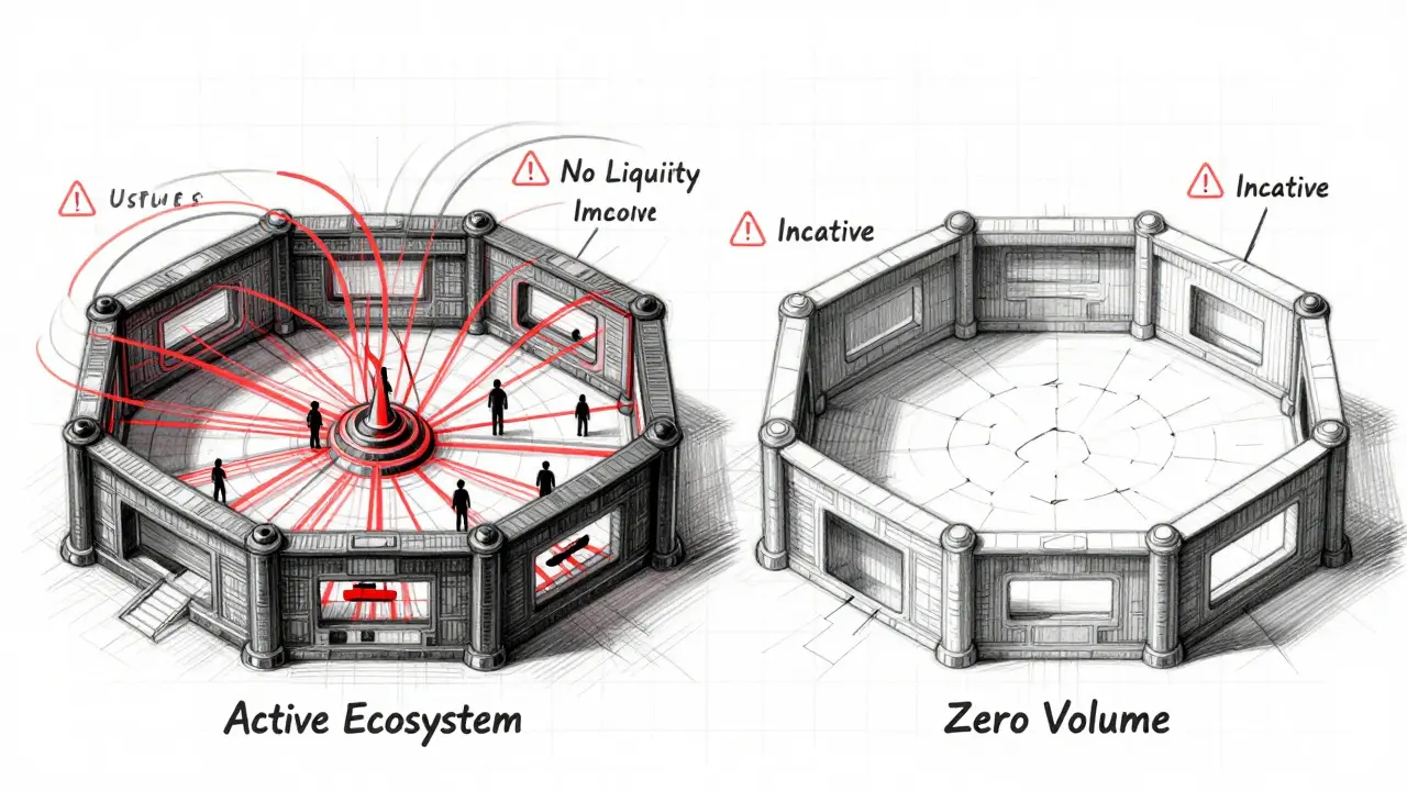 Design sketch comparing active vs inactive blockchain gaming arenas