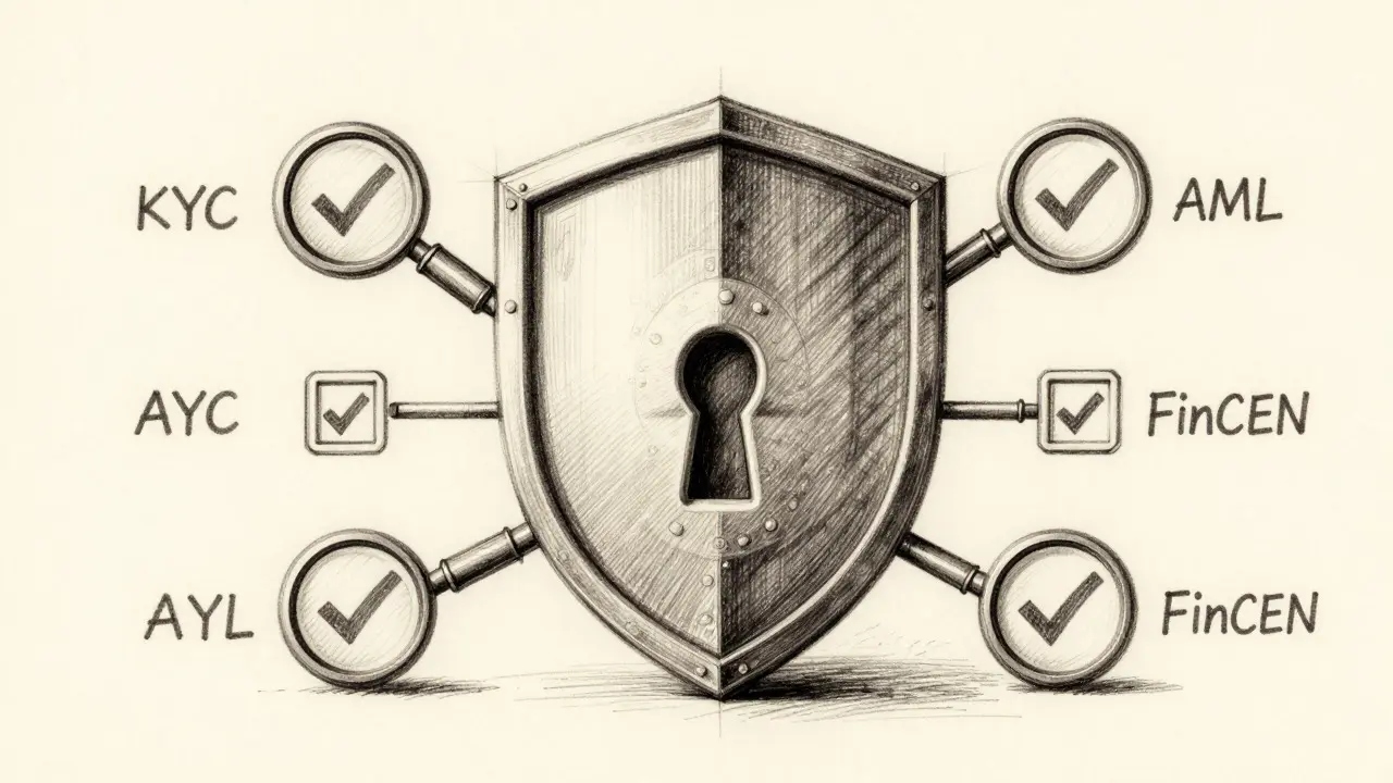 Design sketch of a security shield representing crypto compliance rules
