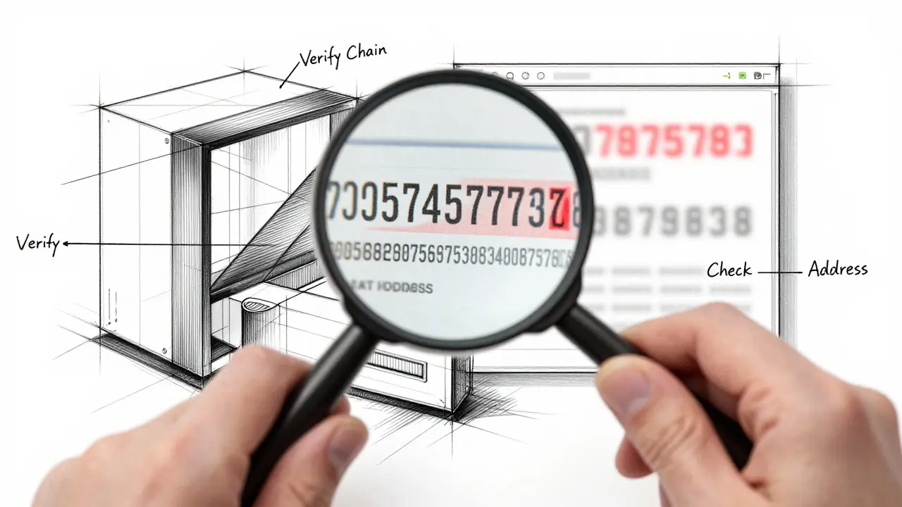 Design sketch of verifying a crypto contract address with a magnifier