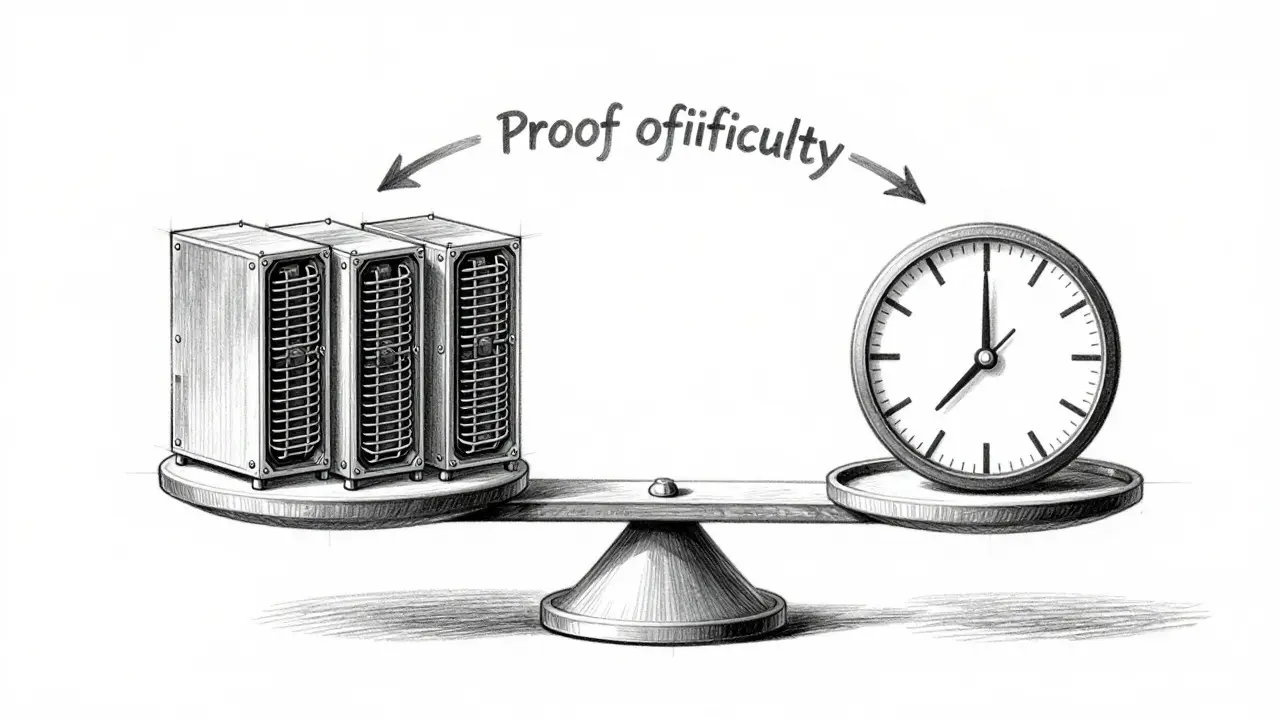 Technical drawing of mining hardware balancing with time