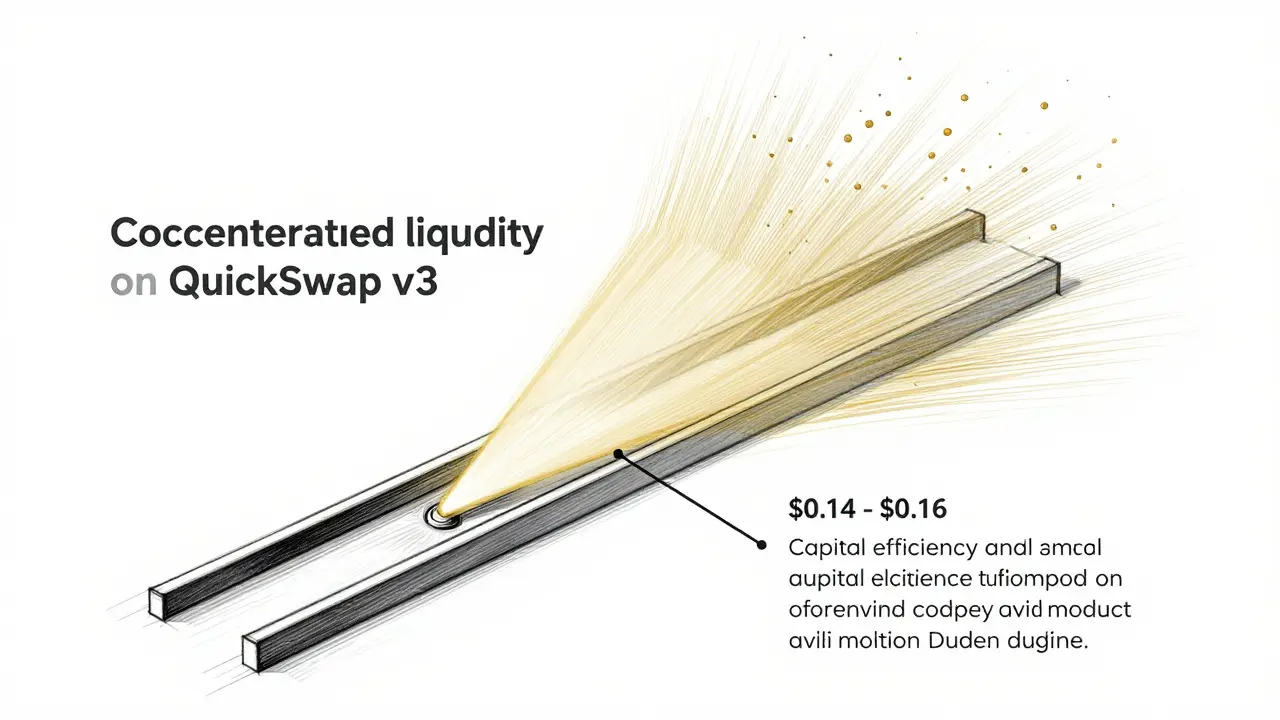 Technical illustration showing concentrated liquidity efficiency in DeFi