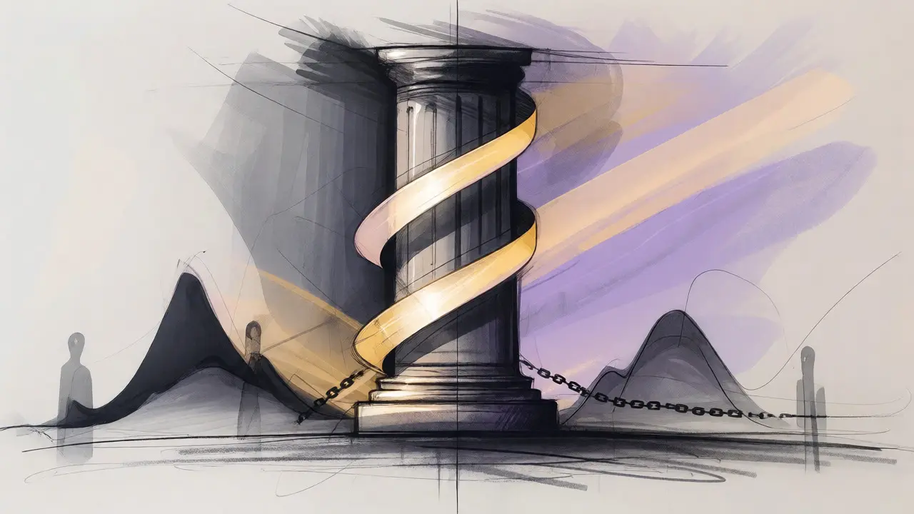 Abstract sketch of a stable pillar with reward spirals