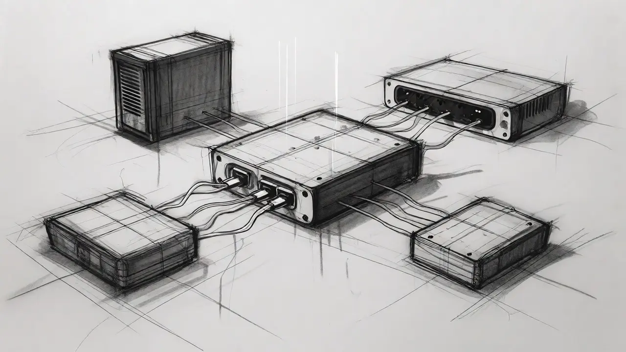 Design sketch showing validator connected to UPS and network