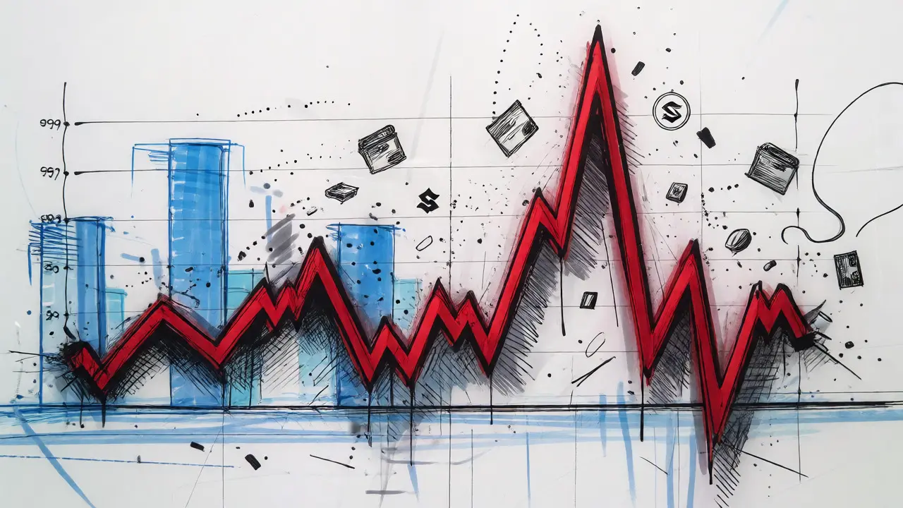 Design sketch showing volatile price chart for SSSS token