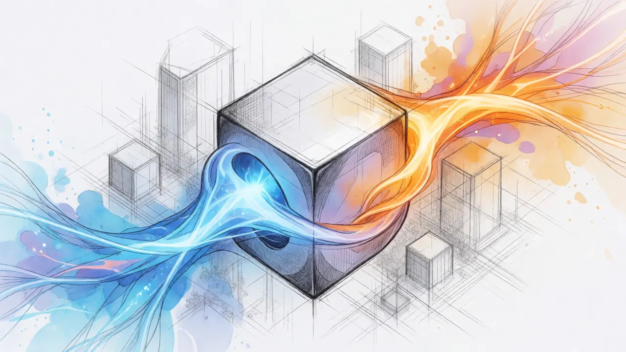 Dual reward streams of CFX and ABC tokens surrounding a governance core
