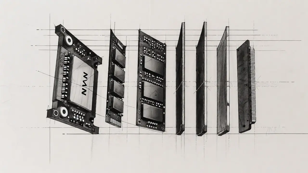 Exploded view sketch of validator SSD and RAM components